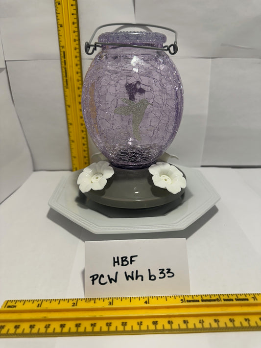 Hummingbird Feeder PurpleCrackle Top White Bottom 33 & 34