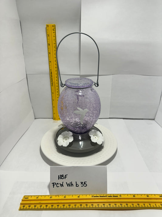 Hummingbird Feeder PurpleCrackle Top White Bottom 35 & 37