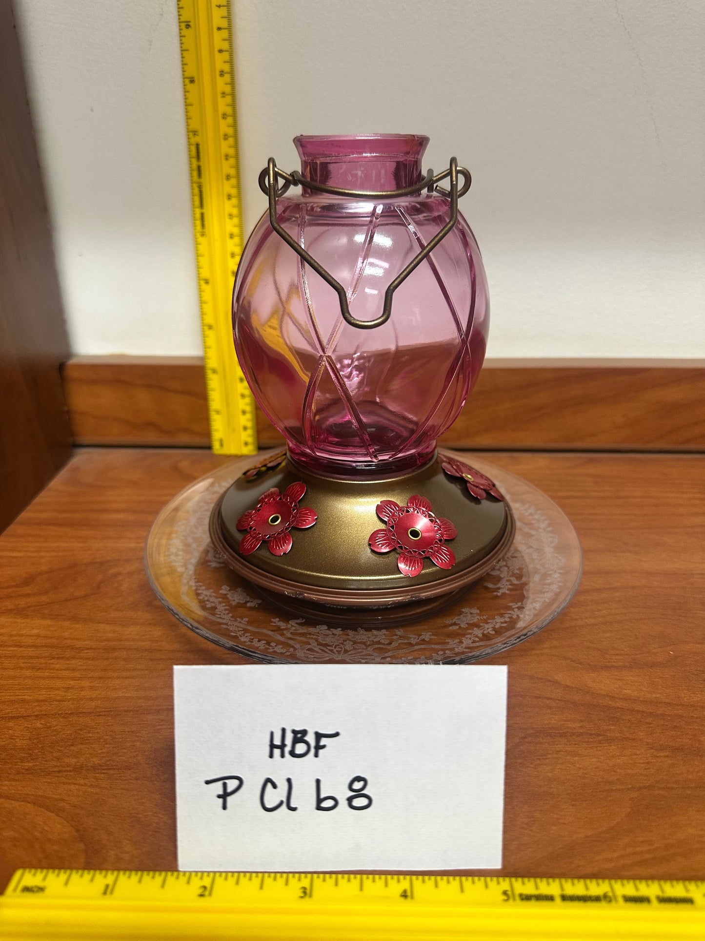 Hummingbird Feeder Round Purple Top w/clear bottom 8