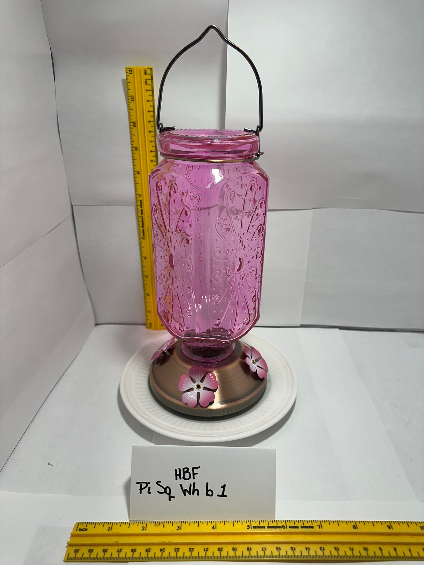 Hummingbird Feeder Pink Square White Bottom 1 & 2