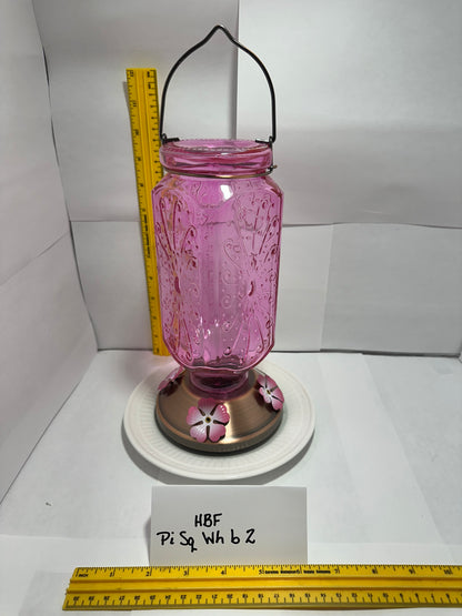 Hummingbird Feeder Pink Square White Bottom 1 & 2