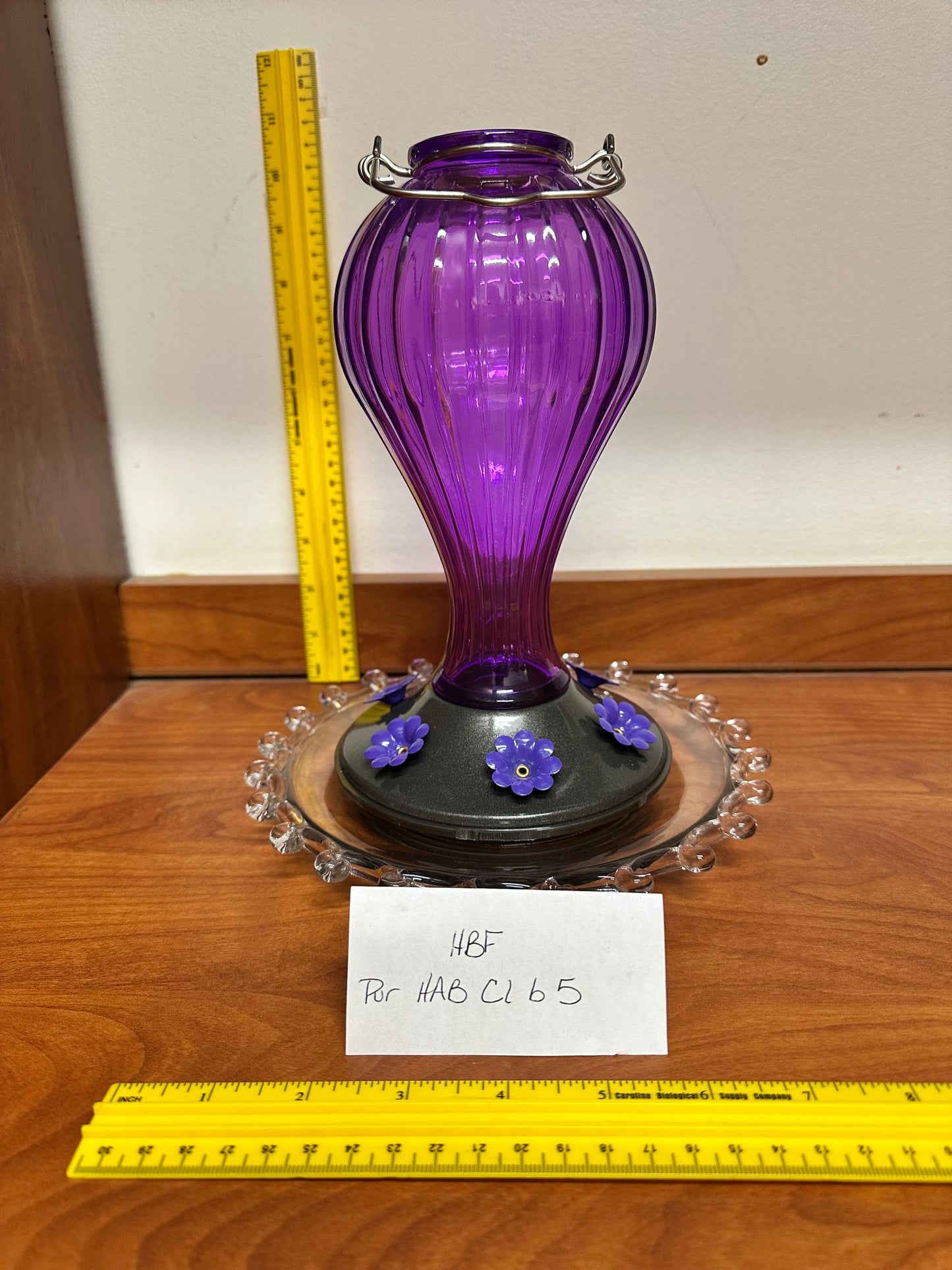 Hummingbird Feeder Purple HotAirBalloon w/clear teardrop bottom 5
