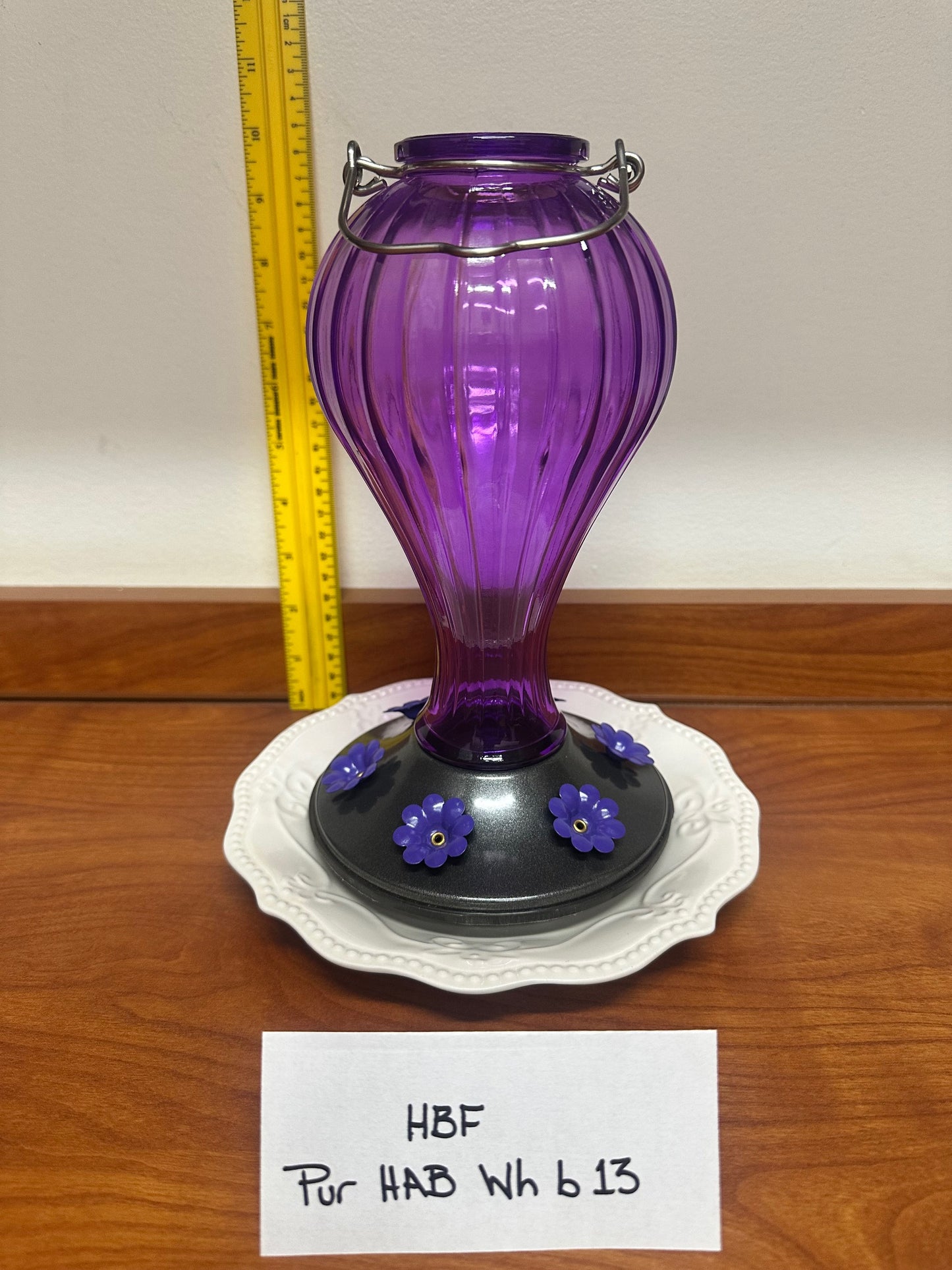 Hummingbird Feeder Purple HotAirBalloon w/white flowers b 13 & 14