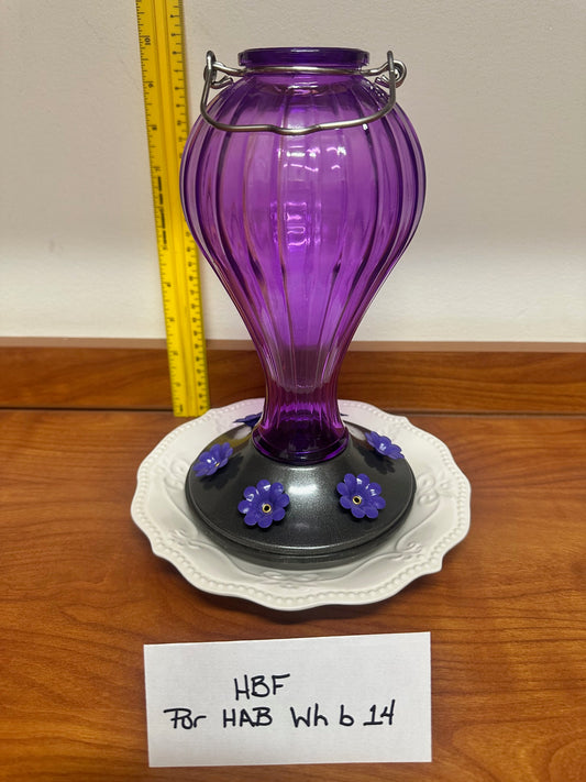 Hummingbird Feeder Purple HotAirBalloon w/white flowers b 13 & 14