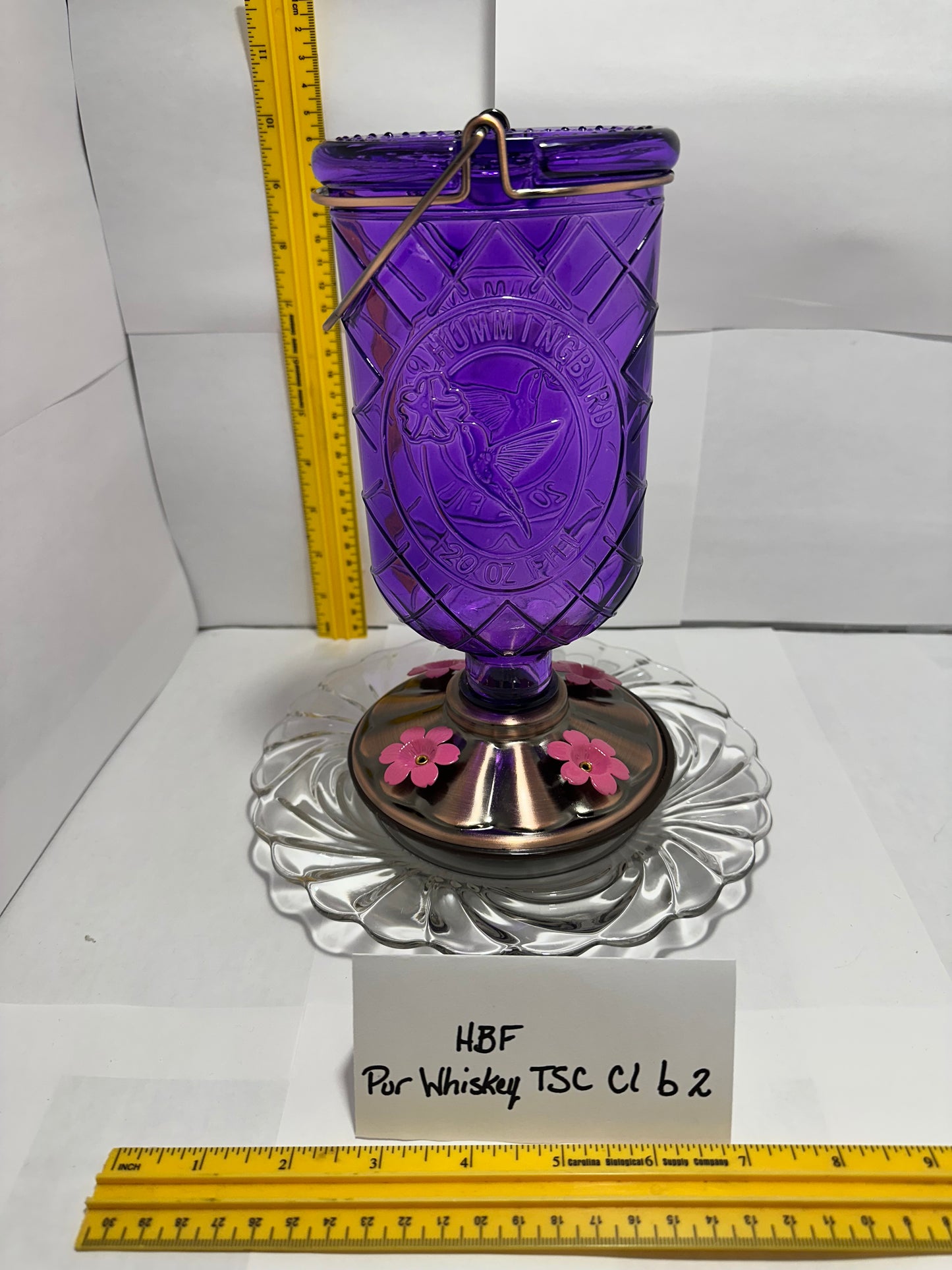 Hummingbird Feeder Purple Whiskey w/clear bottom 1 & 2 & 3 & 4