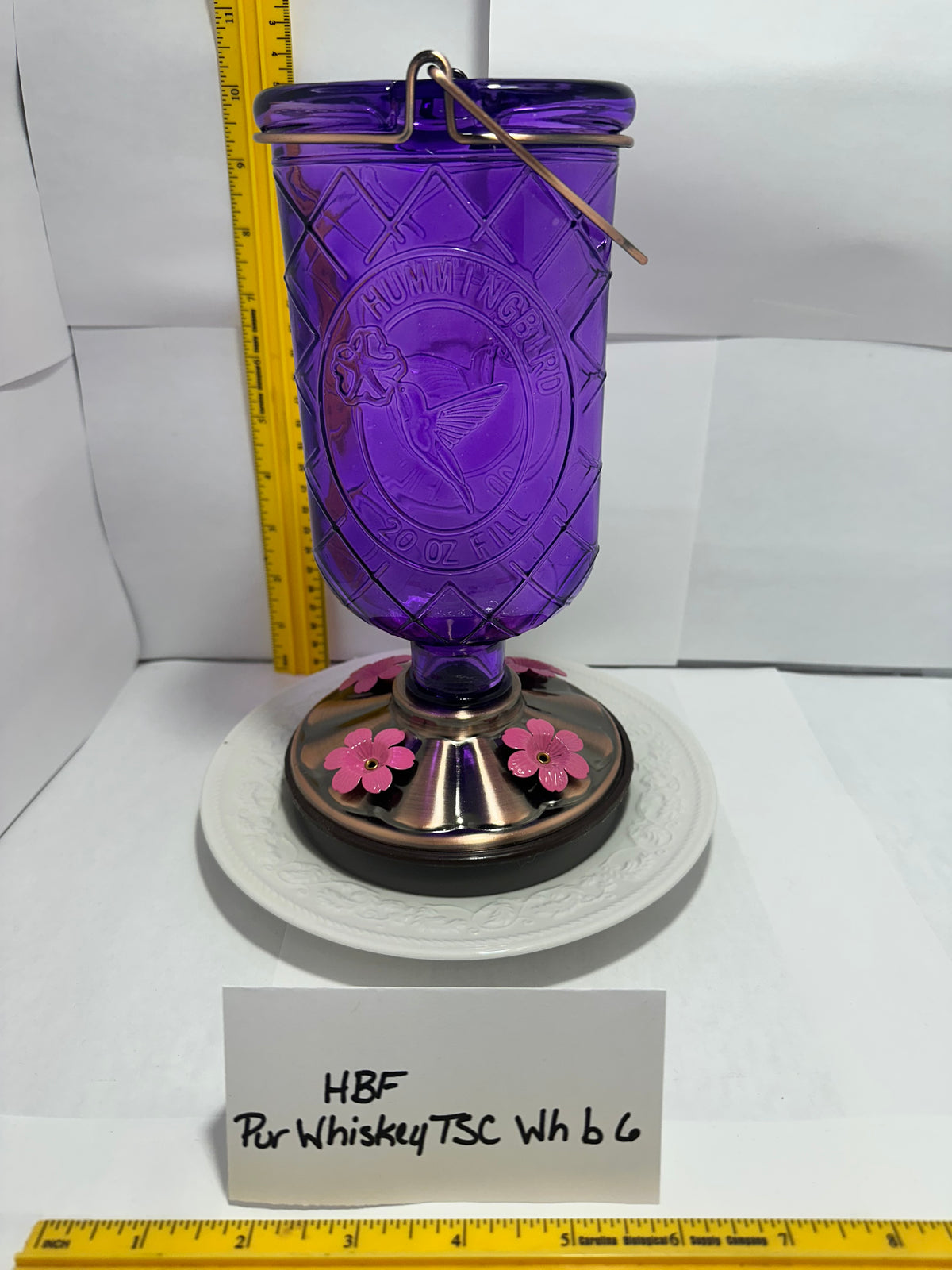 Hummingbird Feeder Purple Whiskey White bottom 6