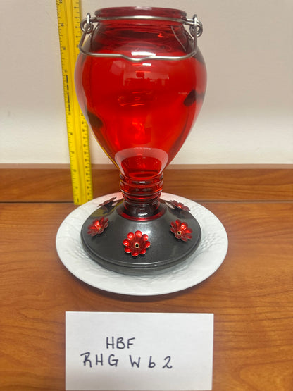 Hummingbird Feeder Red Hour Glass w/White Bottom 2 & 4