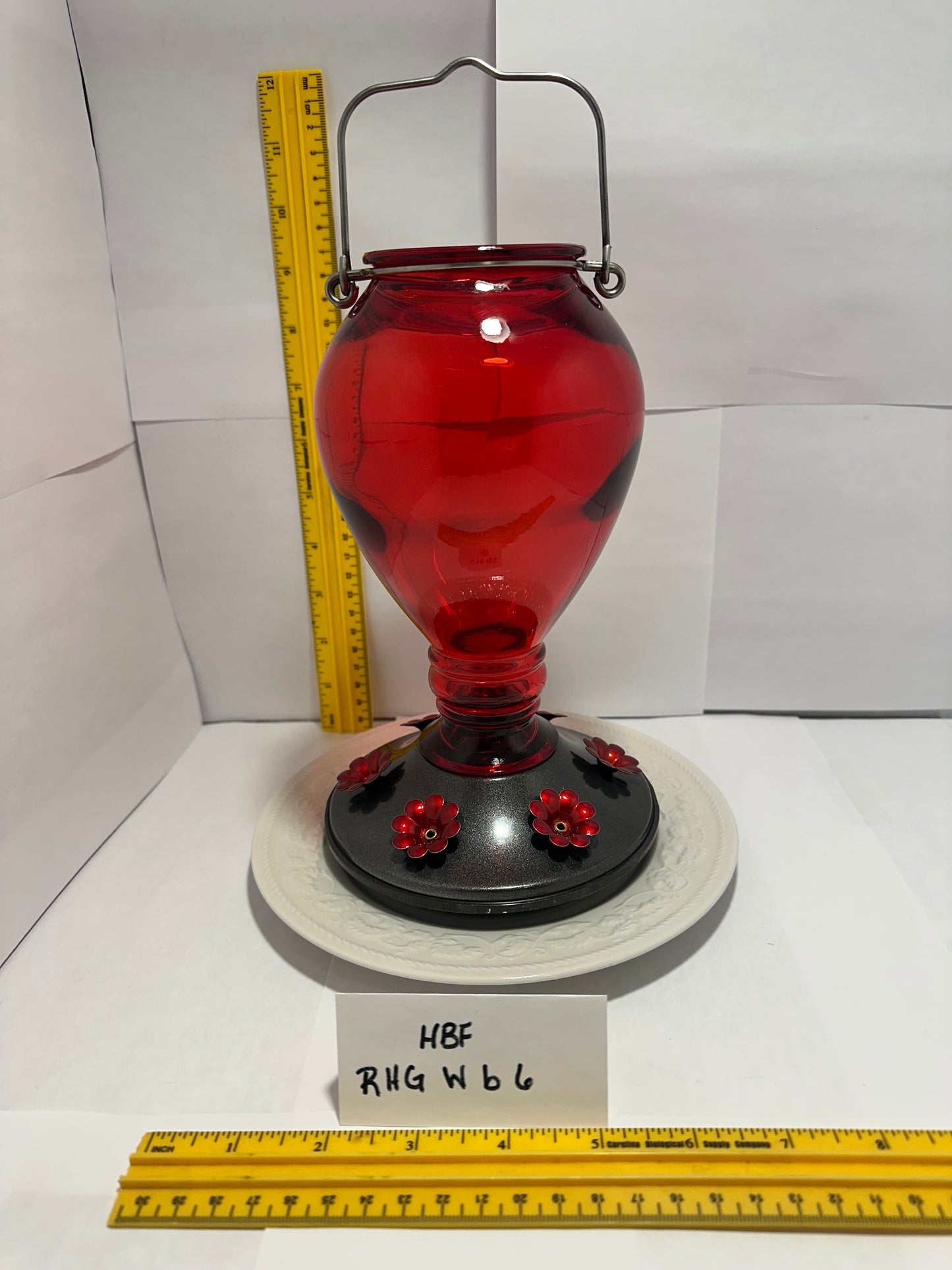 Hummingbird Feeder Red Hour Glass w/White Bottom 2 & 4 & 6