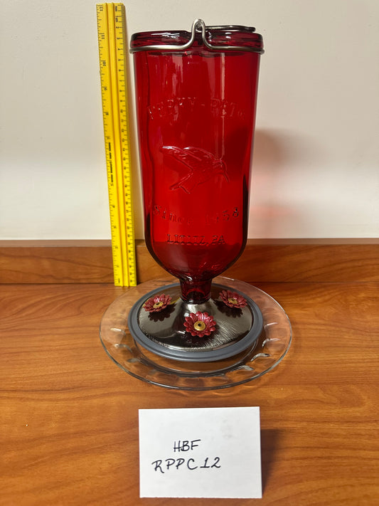 Hummingbird Feeder Red Top PP Clear Bottom 12