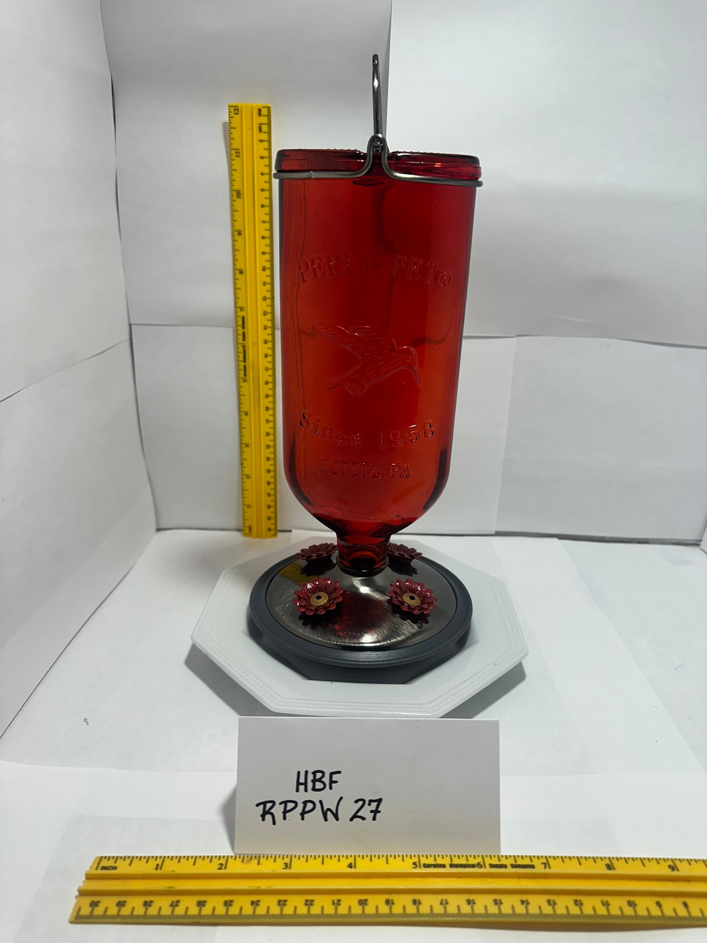 Hummingbird Feeder Red Top PP White Bottom 26 & 27