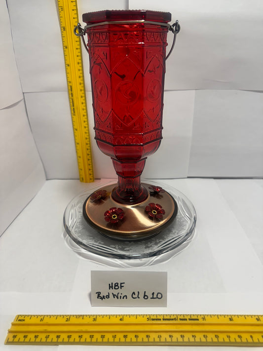 Hummingbird Feeder Red Window Clear bottom 9 & 10