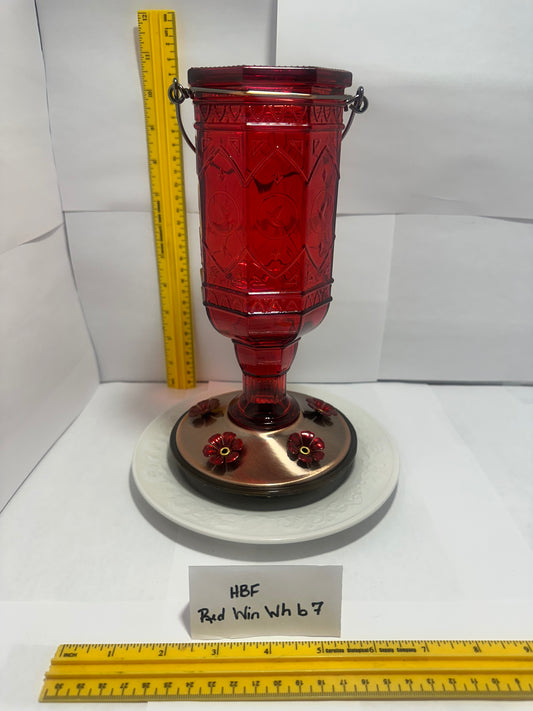 Hummingbird Feeder Red Window White bottom 7 & 8