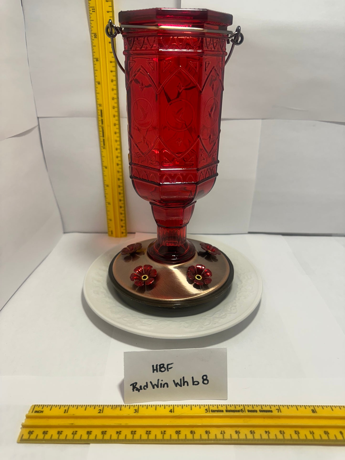 Hummingbird Feeder Red Window White bottom 7 & 8