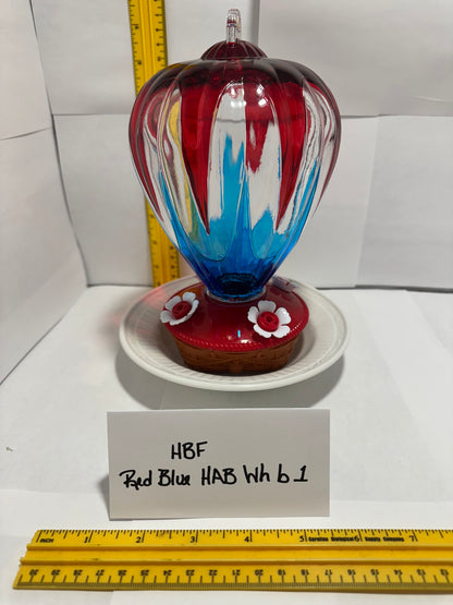 Hummingbird Feeder Red Blue HotAirBalloon White bottom 1 & 2