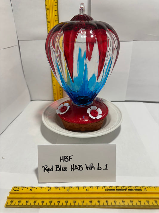 Hummingbird Feeder Red Blue HotAirBalloon White bottom 1 & 2