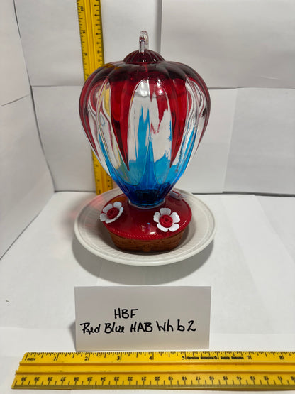 Hummingbird Feeder Red Blue HotAirBalloon White bottom 1 & 2