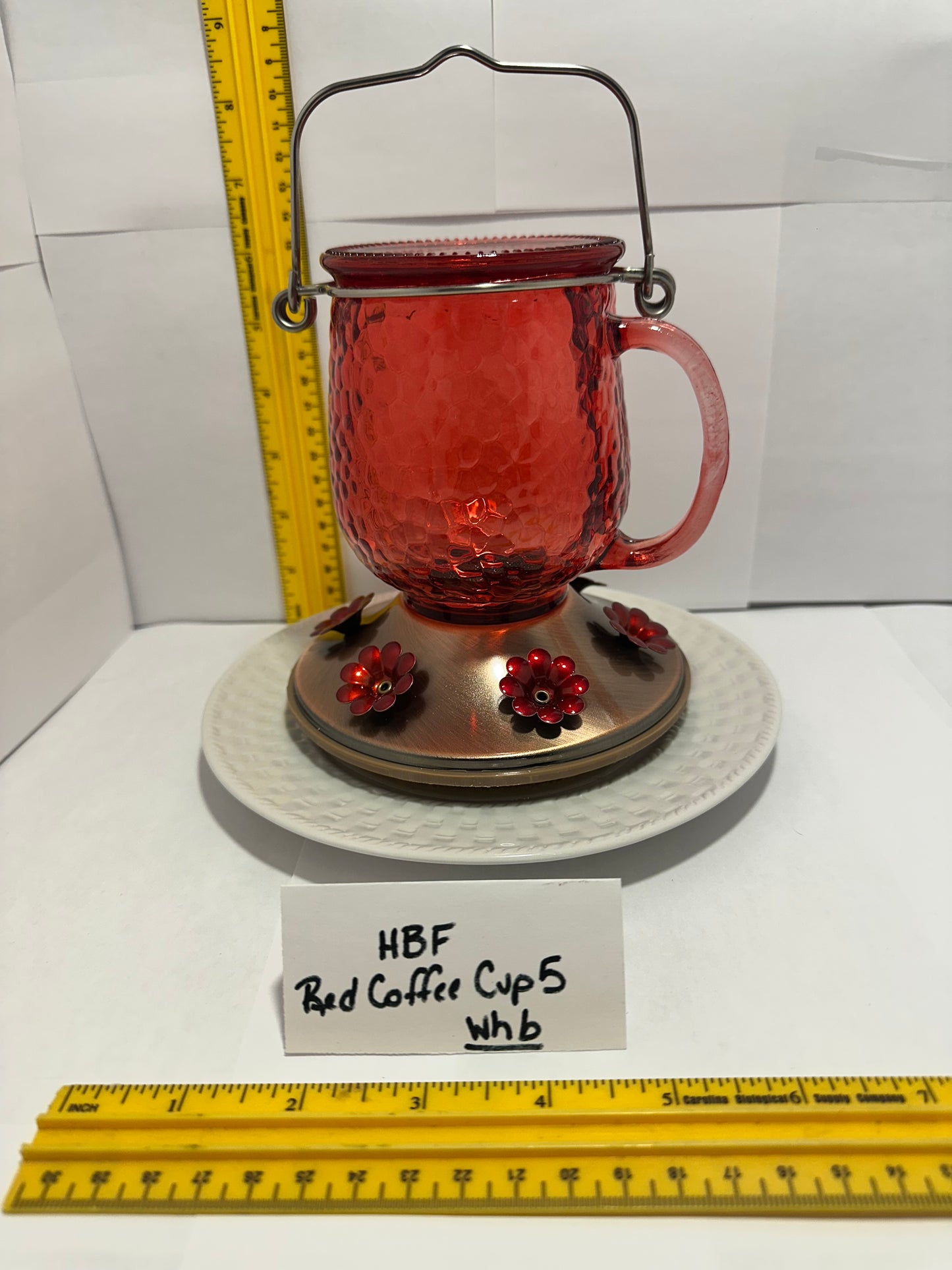 Hummingbird Feeder Red Coffee Cup White bottom 5 & 6