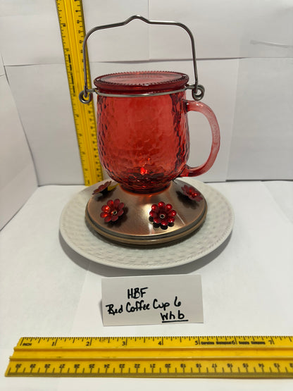 Hummingbird Feeder Red Coffee Cup White bottom 5 & 6