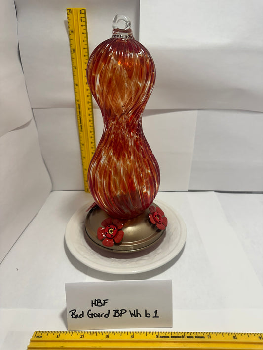 Hummingbird Feeder Red Gourd BP White bottom 1 & 2
