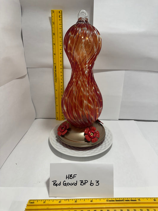 Hummingbird Feeder Red Gourd BP White bottom 3 & 4