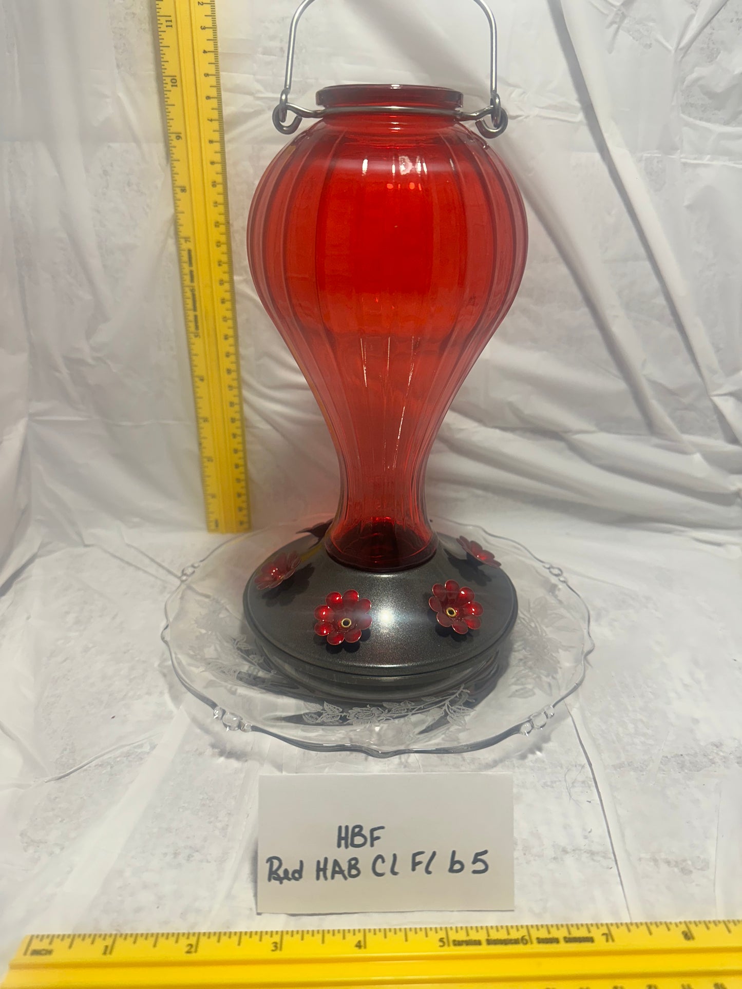 Hummingbird Feeder Red HotAirBalloon w/clear flower bottom 5 & 6