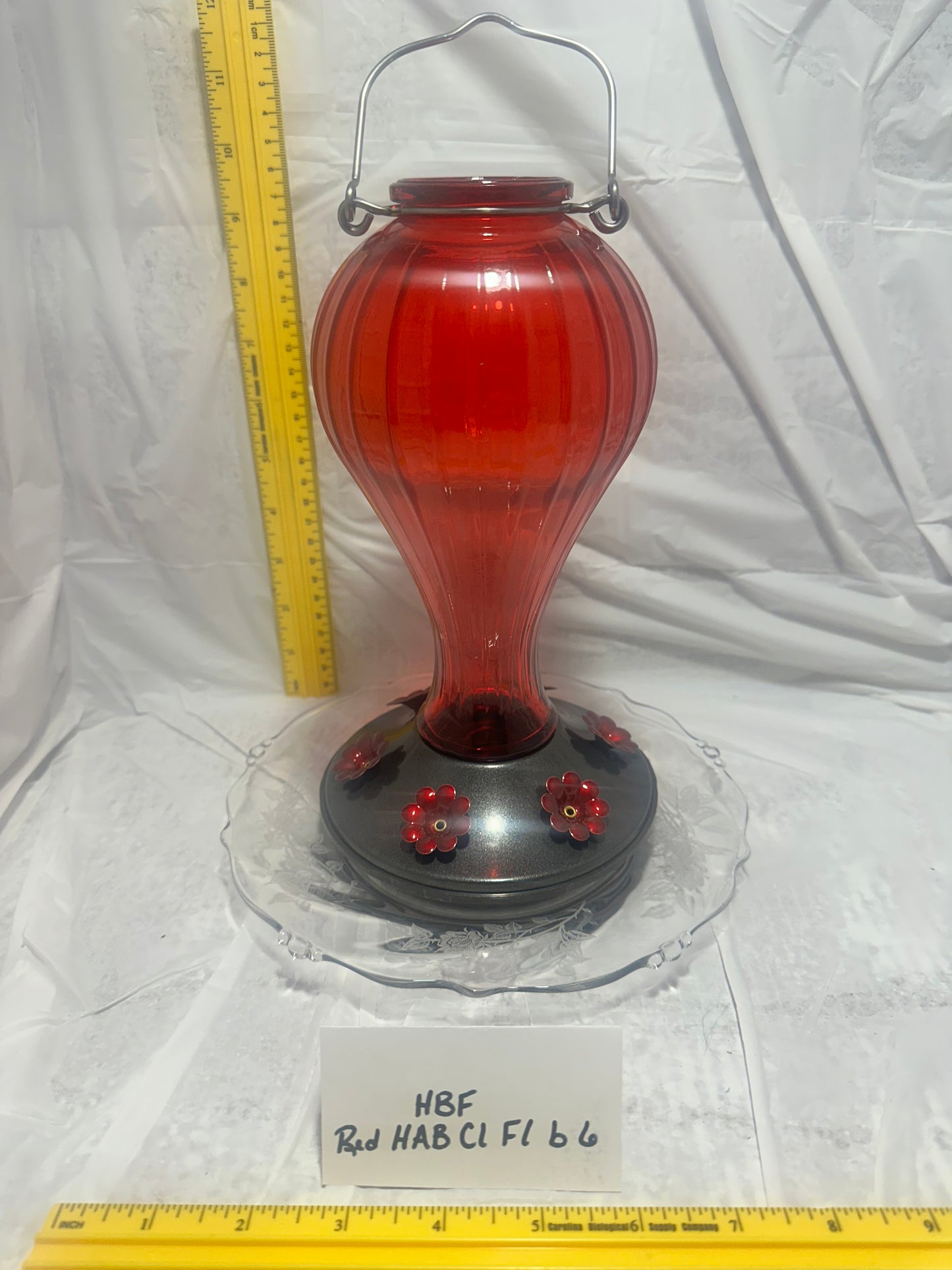 Hummingbird Feeder Red HotAirBalloon w/clear flower bottom 5 & 6