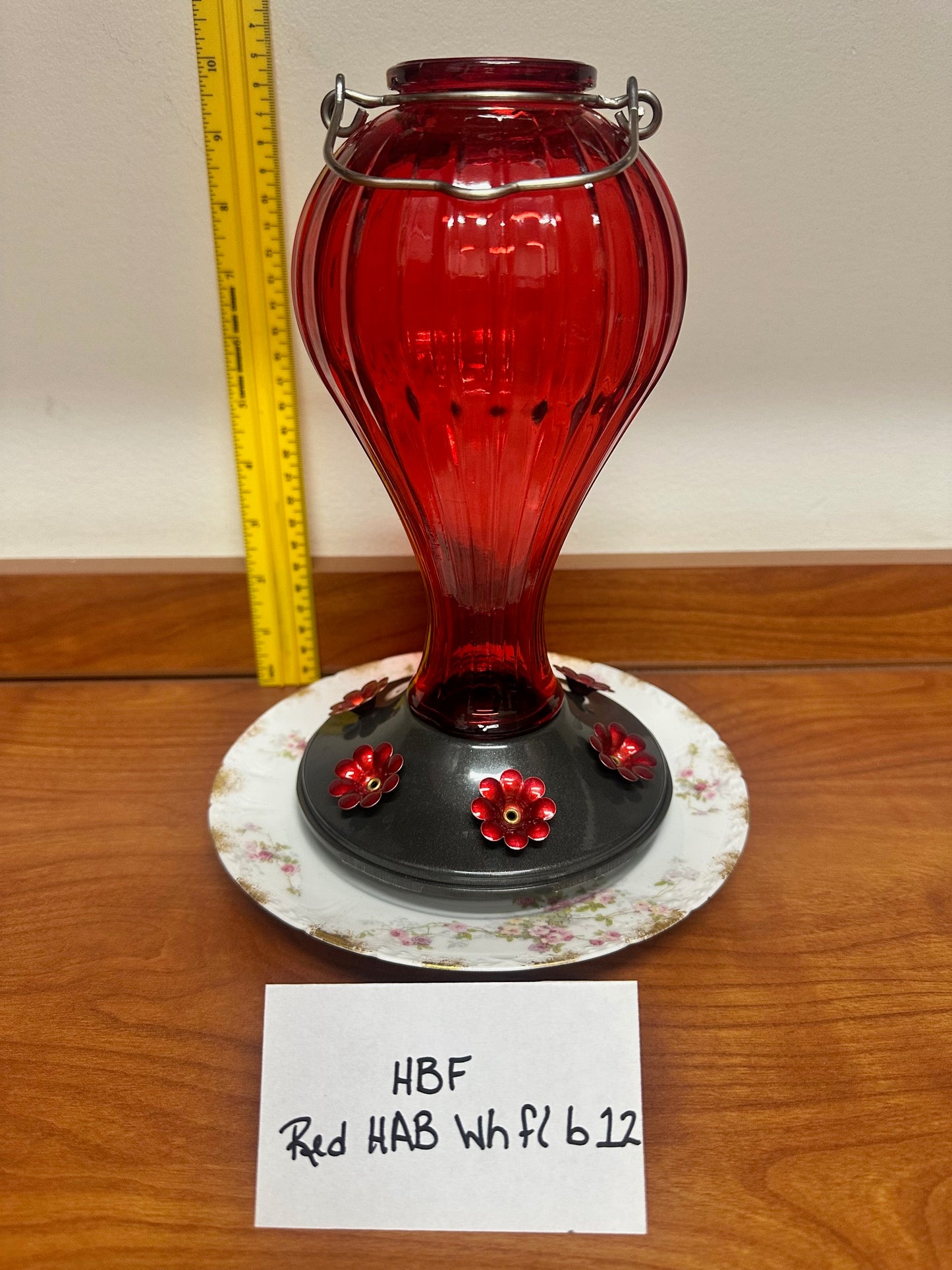 Hummingbird Feeder Red HotAirBalloon w/white flower bottom 12 & 13