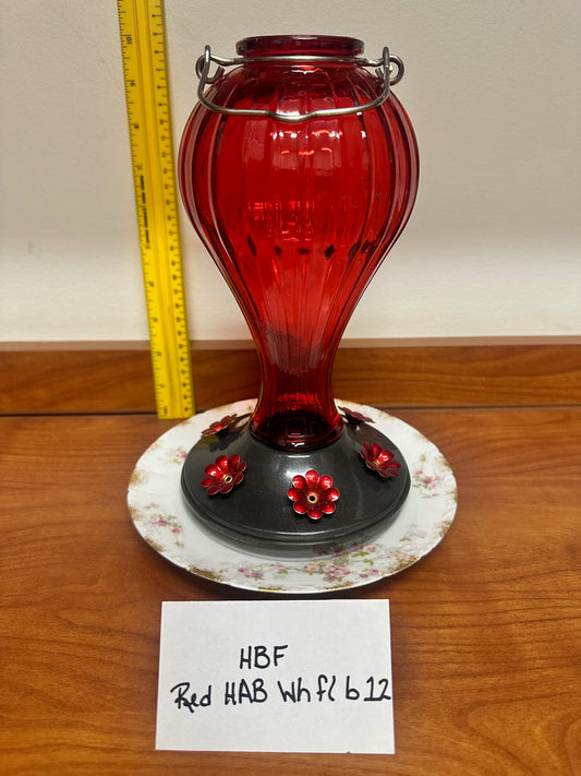 Hummingbird Feeder Red HotAirBalloon w/white flower bottom 12 & 13