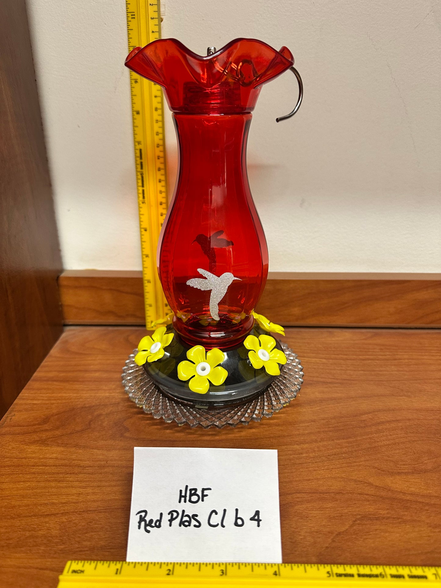 Hummingbird Feeder Red Plastic w/Clear Bottom 4