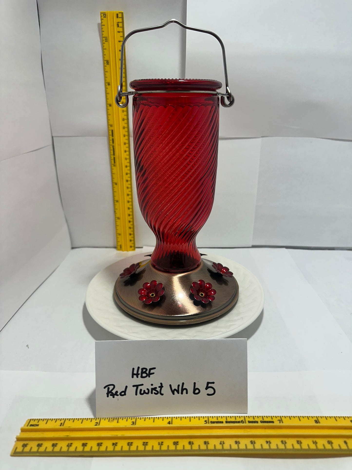 Hummingbird Feeder Red Twist White bottom 5 & 6
