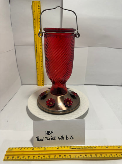 Hummingbird Feeder Red Twist White bottom 5 & 6