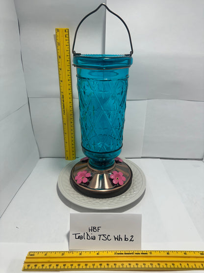 Hummingbird Feeder Teal Diamond White bottom 1 & 2