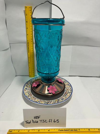 Hummingbird Feeder Teal Diamond flower bottom 5 & 6
