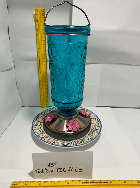 Hummingbird Feeder Teal Diamond flower bottom 5 & 6