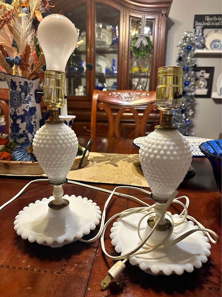 Two hobnail lamps